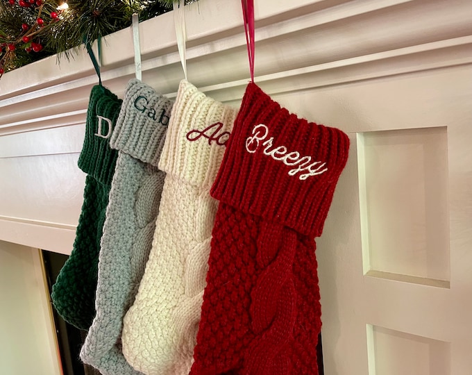Personalized Pet Stocking for Christmas, Christmas Stocking for Pet, Custom Dog Stocking, Cable Knit Pet Stocking, Custom Holiday stocking