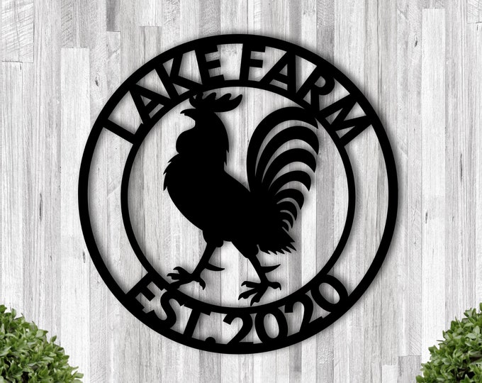 Personalized Chicken Farm Metal Sign, Custom Metal Chicken Coop Signs, Metal Hen House Sign Names, Family Name Metal Sign for Farm House