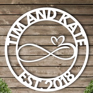 infinity sign, infinity sign with name, personalized metal infinity sign, newlywed gift, personalized infinity sign, infinity name sign