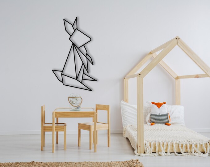 Geometric Rabbit, Metal Bunny Sign, Geometric Bunny, Rabbit Metal sign, Nursery Wall art, Animal decor.