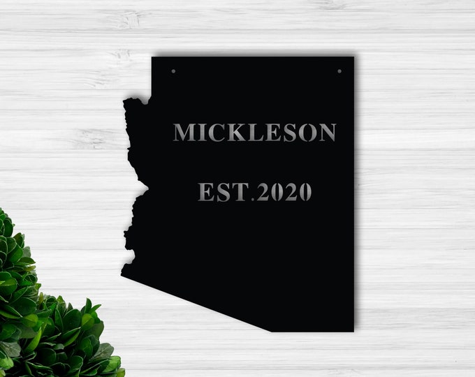 Established Family Sign, Metal Monogram Sign, Metal Family Name Sign, Metal Signs with Last NamesCustom, Arizona Metal sign,