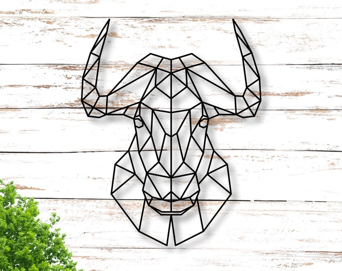 Taurus Metal Wall Art, Metal Wall Sign, Metal Wall Hangings, Office Wall Art, Geometric Wall Art, Animal, Wild Wall Art, Minimalist Wall Art