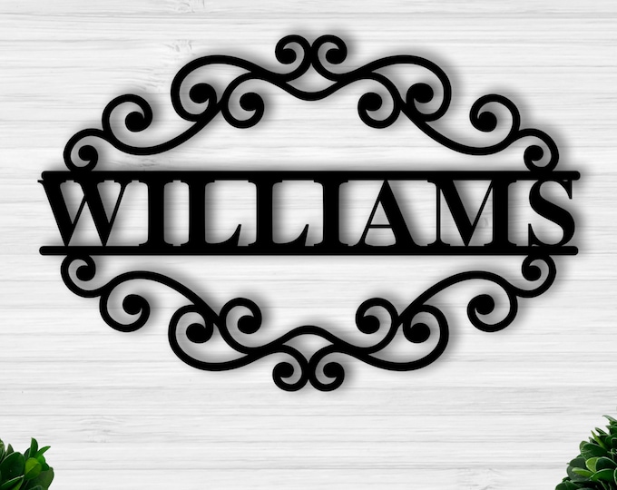Personalized Metal Sign Custom Last Name Sign Family Name Sign Metal Wall Art Split Monogram Personalized Wedding Gift