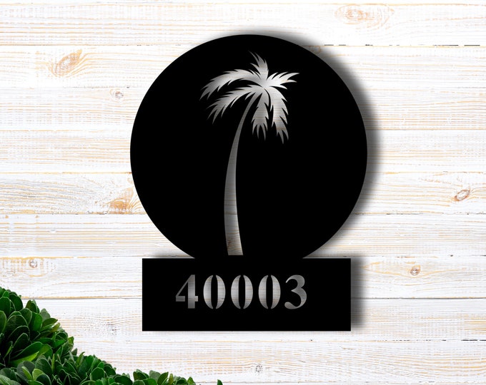 Palm Tree Address Sign, Florida Custom Address Sign, Tropical Address Home Decor, Beach House Address sign, Beach Decor Street Address Sign