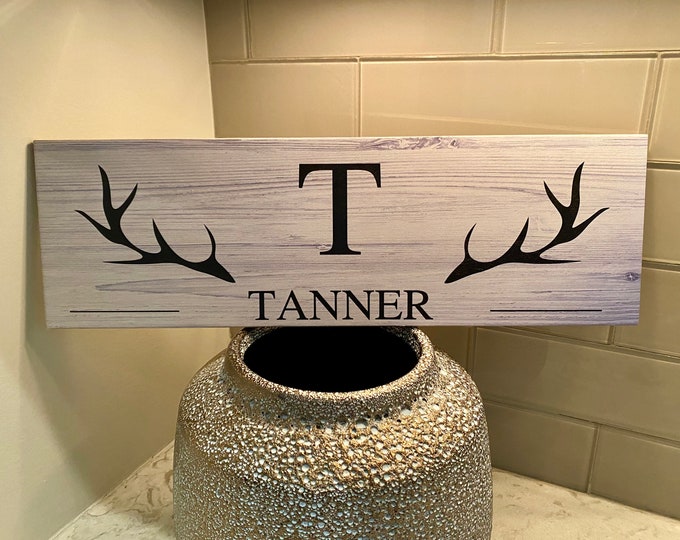 Custom Name Sign, Deer Sign, Wedding Gift, Family Name Sign, Outdoor Name Sign, Anniversary, Last Name Sign Dear Head Sign Deer Antler Decor