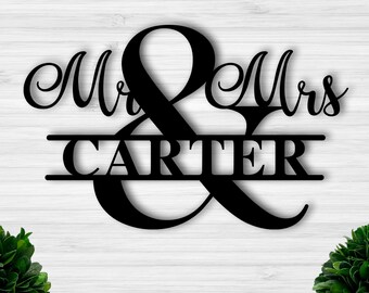Mr and Mrs Wedding Sign / Bride and Groom Sign / Personalized Metal Wedding Sign / Custom Last Name Sign / Personalized Wedding Gift