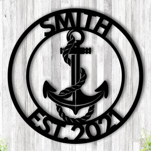 Metal Family Name Sign, Personalized Anchor Sign, Front Porch Last Name Sign, Anchor Name Sign, Anchor Sign Metal, Anchor Wall Decor