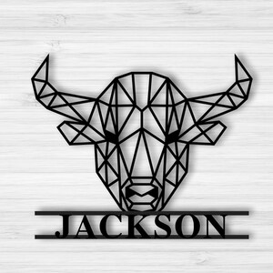 Personalized Geometric Buffalo Sign,Mountain Wedding Wall Art, Buffalo Metal Sign, Cabin Metal Sign, Cabin Metal Art, Cabin Metal Wall Decor