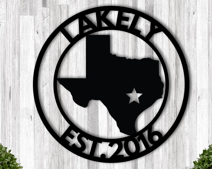 Custom Texas Metal Sign, Last Name Metal Sign, Metal Established Family Sign, Custom Texas Signs, Texas Metal Wall Art, Texas Home Decor