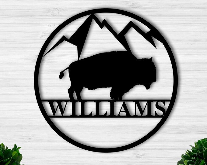 Personalized Metal Sign, Last Name Sign, Family Name Sign, Wedding Gift, Name Sign, Custom Sign, Personalized Sign, Outdoor Mountains, Buff