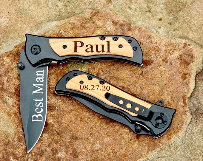 Personalized Pocket Knife for Groomsmen, Groomsmen Knives, Engraved Groomsman Knife, Groomsmen gift, Groomsmen Proposal, Personalized Knife