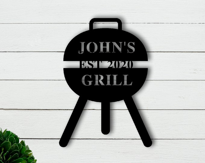Personalized Metal BBQ Sign, BBQ Grill Sign, Ourdoor Kitchen Metal Signs, Personalized Grill Sign, BBQ Party Decor