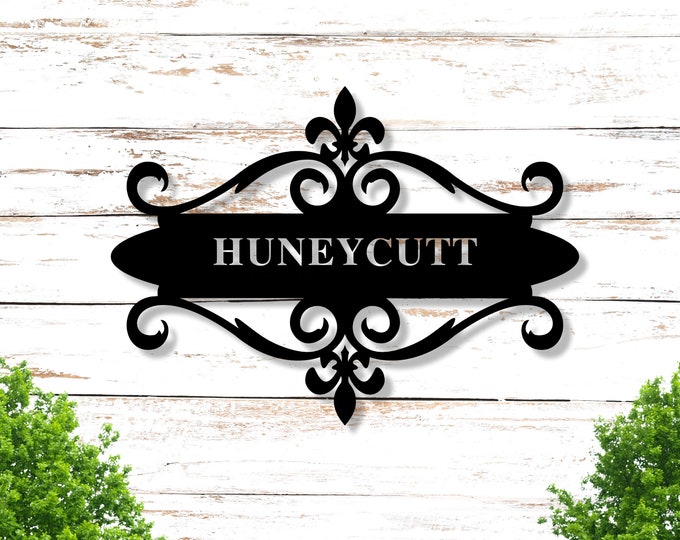 Custom Family Name Metal Sign, Initial Sign, Metal Monogram Sign, Door Hanger, Last Name Sign, Metal Wall Art, Metal Decorative Wall Art