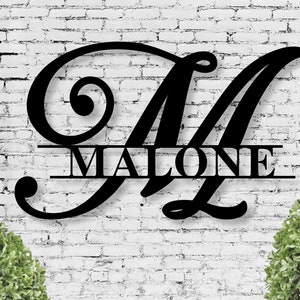 Personalized Metal Sign Custom Last Name Sign Family Name Sign Metal Wall Art Split Monogram Personalized Wedding Gift