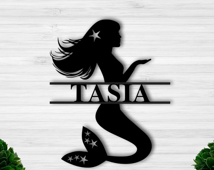 Personalized Mermaid Sign, Custom Mermaid, Personalized Girl Gift, Gift for Daughter, Girl Nursery Decor,