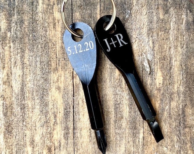 Custom keychain screwdriver set, engraved key chain set, key chain tool set,wedding party gift, fathers day gift