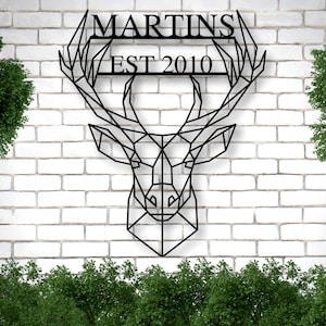 Deer Name Metal Sign, Family Name Sign, Valentines Day Sign, Last Name Art, Fathers Day Gift, Deer Hunting Gift, Wall Decor, Antler Sign