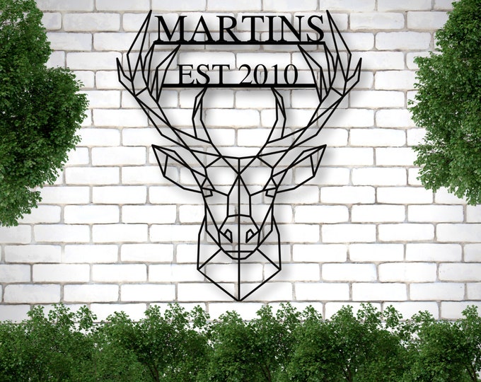 Personalized Last Name Metal Sign, Established Family Sign, Deer Name Metal Sign, Metal Family Name Sign, Metal Signs with Last Names