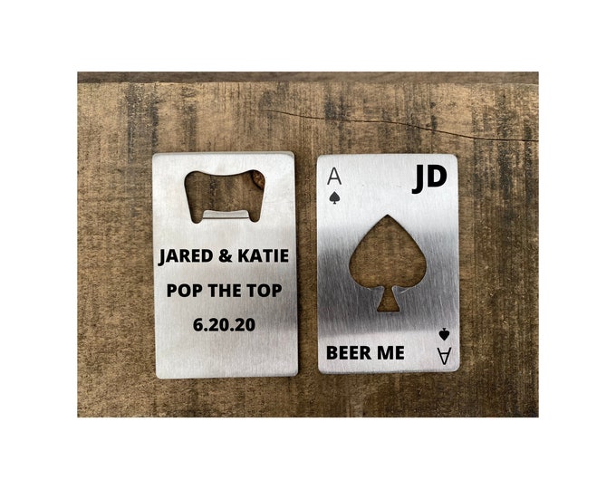 Custom Designed, Bottle Opener, Credit Card Sized, Wallet sized, groomsman opener