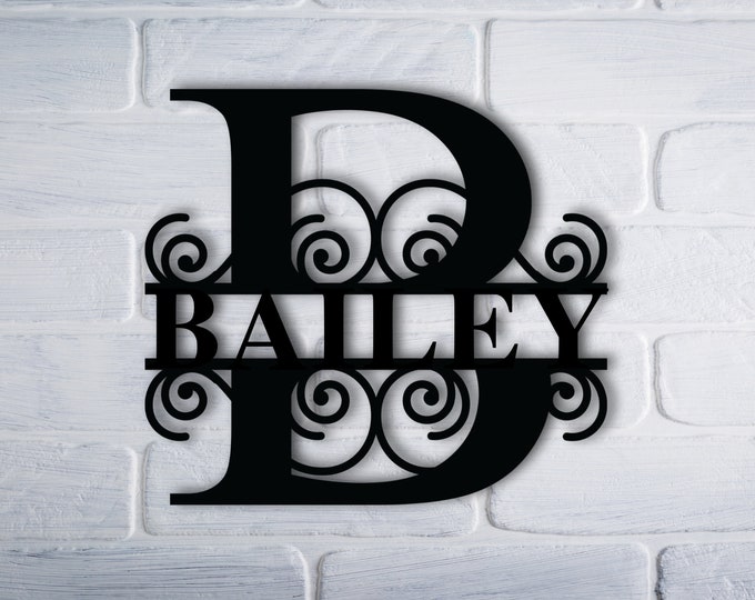 Custom Family Name Metal Sign, Initial Sign, Metal Monogram Sign, Door Hanger, Last Name Sign, Metal Wall Art, Metal Decorative Wall Art