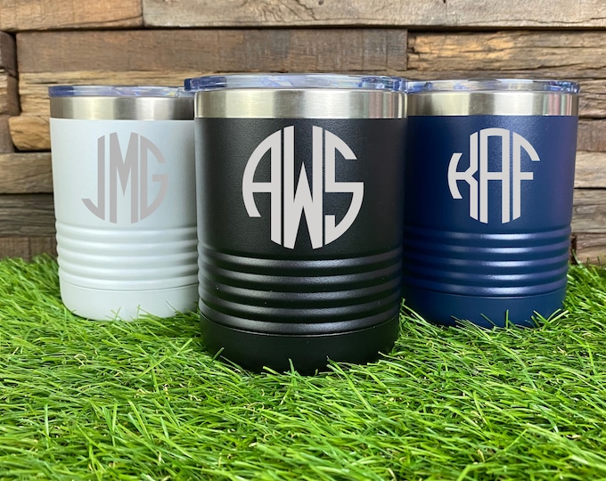 Monogram Whiskey Tumbler, 10OZ Tumbler, Custom Tumbler, Stainless Steel Mug, Laser Engraved Tumbler, Monogram Tumbler, Travel Mug, Insulated