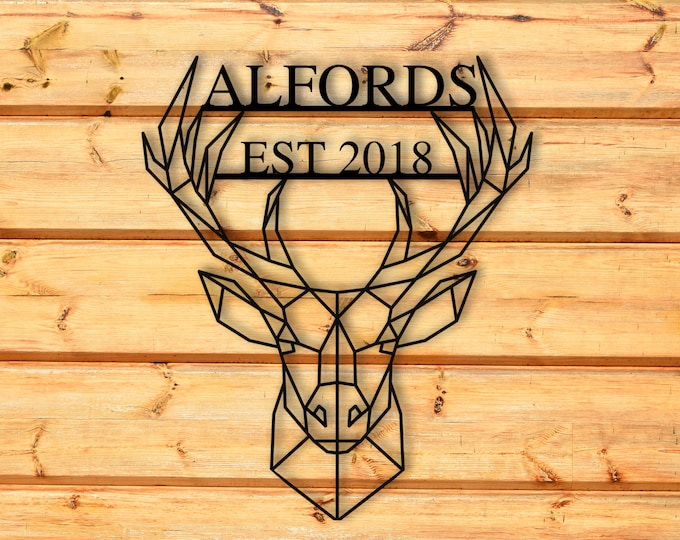 Personalized Deer Sign, Established Last Name Family Sign, Gift for Him, Christmas Gift, Metal Hunting Cabin Sign, Deer Hunter Sign