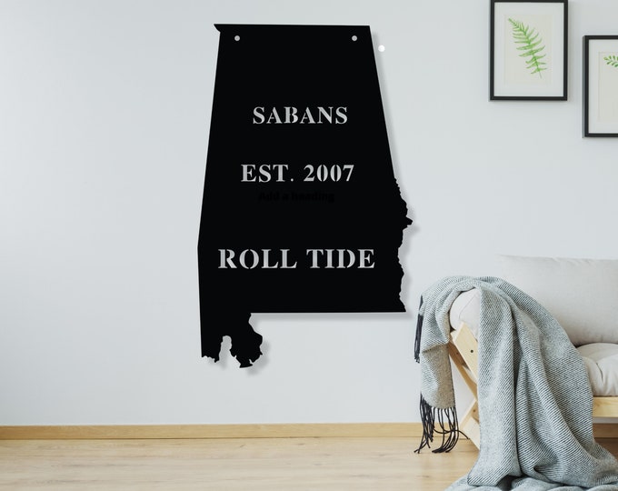 Sweet Home Alabama Metal Sign, Established Family Sign,  Monogram Sign, Metal Family Name Sign, Metal Signs with Last Names