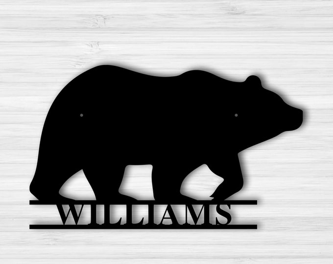 Personalized Metal Bear Sign | Welcome Sign | Cabin Sign | Lodge Sign | Rustic Sign | Custom Metal Sign