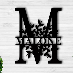 Last Name Metal Sign, Family Name Sign, Personalized Metal Wall Decor, Housewarming Gift, Welcome Sign for Front Porch, Metal Monogram Sign