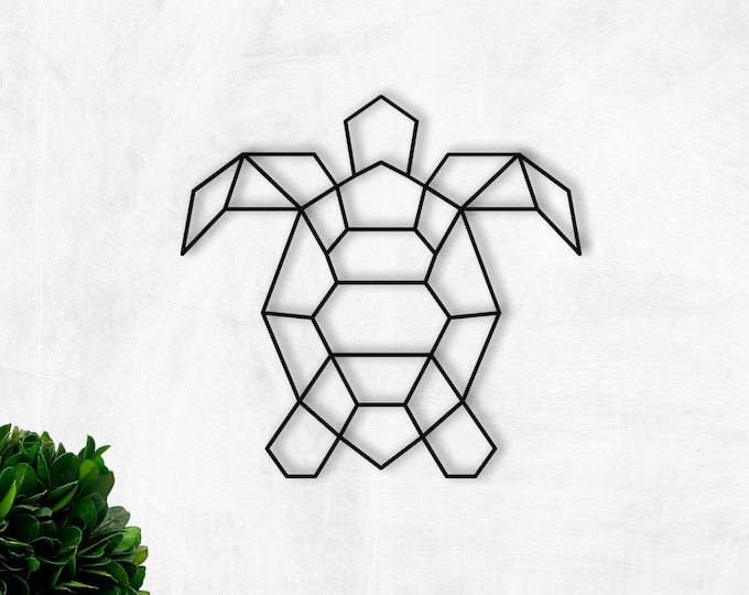 Geometric Turtle - Metal Wall Art - Home Nursery - Animal Sealife Reef Wildlife Marine Aquatic Tropical Metal