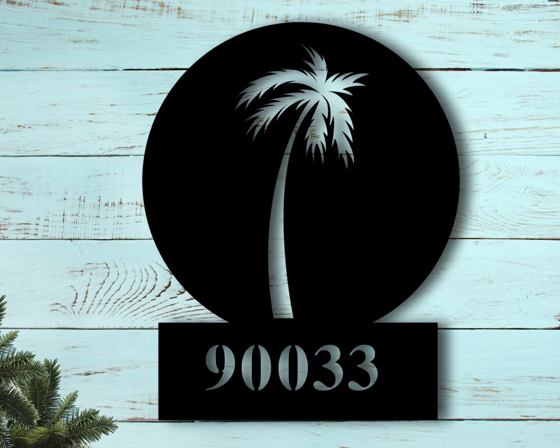 Palm Tree Address Sign Florida Custom Address Sign Tropical Etsy