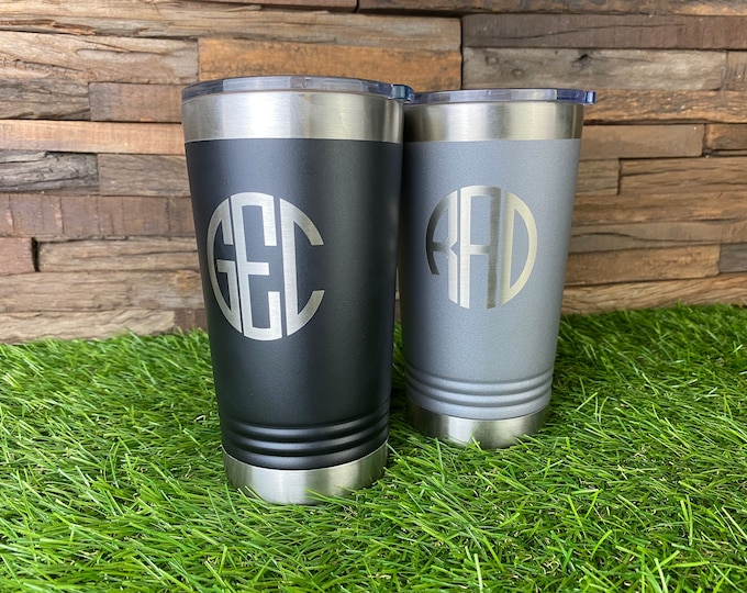 Personalized 16oz Powder Coated Stainless Steel Pint Tumbler - Custom Laser Engraving