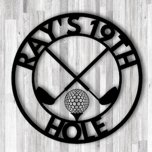 Golf 19th Hole Custom Name Metal Sign, Golf Sign, Bar Sign, 19th Hole, Custom Golf Sign, Man Cave, Home Bar, Game Room Sign, Fathers Day