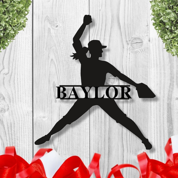 Fast pitch, softball lovers, personalized softball metal sign