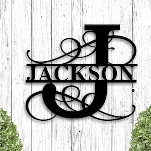 Last Name Metal Signs Personalized Metal Sign Custom Last Name Sign Family Name Sign Metal Wall Art Split Monogram Personalized Wedding Gift