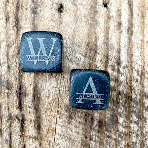 Custom Monogram Whiskey Rocks - Engraved Personalized Whiskey Stones - Chilling Stones, Groomsmen Whisky Drink Stones Father&#39;s Day Gift