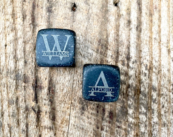 Custom Monogram Whiskey Rocks - Engraved Personalized Whiskey Stones - Chilling Stones, Groomsmen Whisky Drink Stones Father's Day Gift