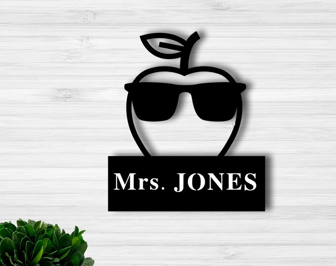 Personalized Teacher Metal Sign, Teacher Appreciation Gift, Door Hanger, Last Name Sign, Metal Wall Art, Metal Decorative Wall Art