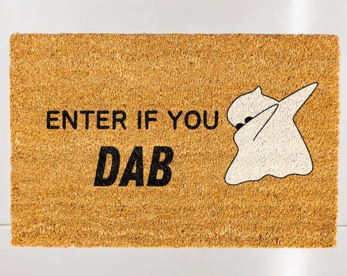 Funny Halloween Doormat, Enter if you dab funny ghost doormat for halloween, trendy halloween porch decor for fall, Trendy Ghost Doormat