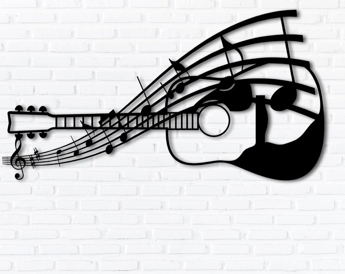 Classical Guitar With Inspired Word  Art Solid Steel Home Decor Decorative Accent Metal Art Sign metal acoustic guitar custom metal sign
