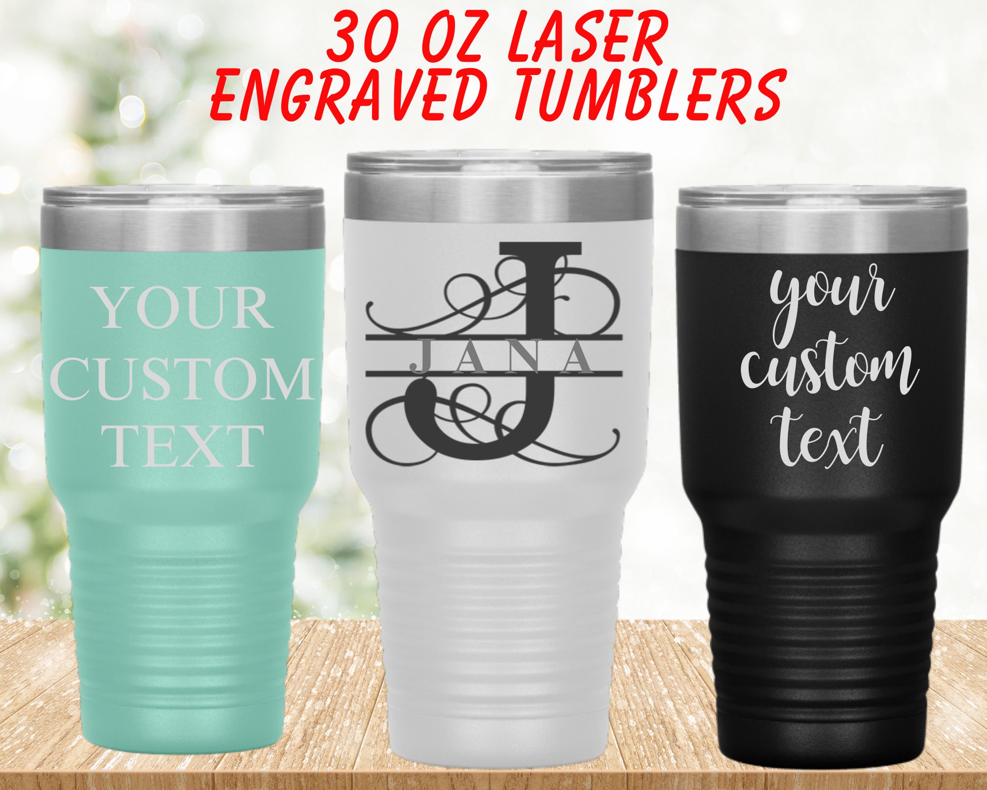 Personalized 30 oz stainless steel travel tumbler- Customizable Drinkware &  Gifts