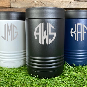 Personalized Stainless Steel Can Cooler, Metal Can Cooler Beverage Holder for Cans or Bottles,Monogram Can Holder, Personalized Can Holder