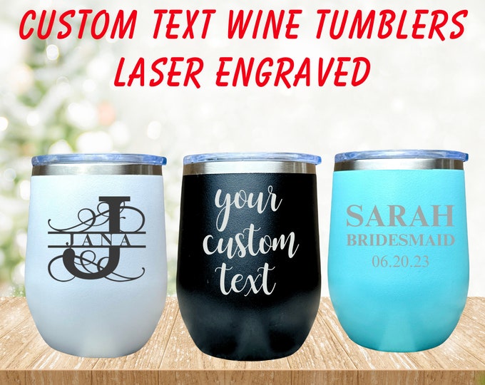 Monogram Wine Tumbler, 12 OZ Tumbler, Custom Tumbler, Stainless Steel Mug, Laser Engraved Tumbler, Monogram Tumbler, Travel Mug, Insulated