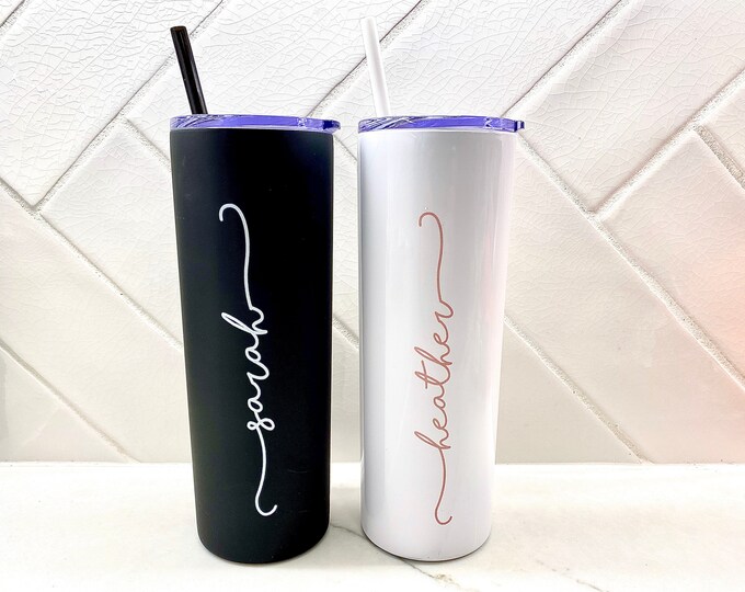 Personalized Wedding Tumblers, Custom wedding party tumblers, Wedding party cups, Bridal party tumblers, Monogram 20oz, Tumbler with lid