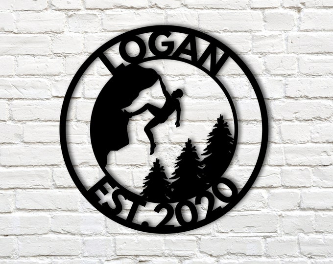 Personalized Rock Climber Sign, Rock Climber Gift, Custom rock climber Gift, Outdoorsman gift, outdoor decor, custom outdoor name sign