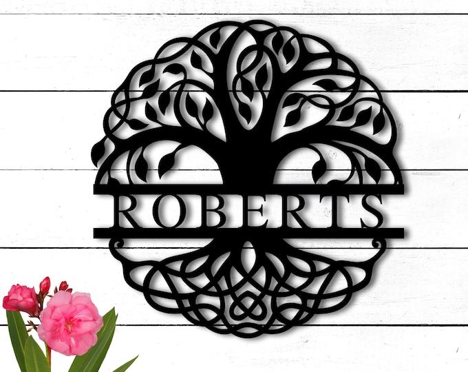 Custom Last Name Sign, Personalized Tree of Life Metal Sign, Metal Wall Art, Door Hanger, Housewarming Gift, Custom Sign for Family