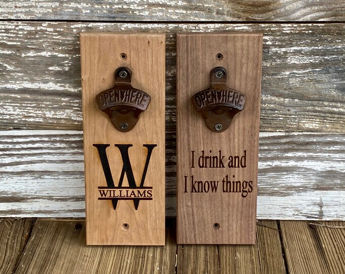 Custom Bottle Opener Personalized with Cast Iron Opener