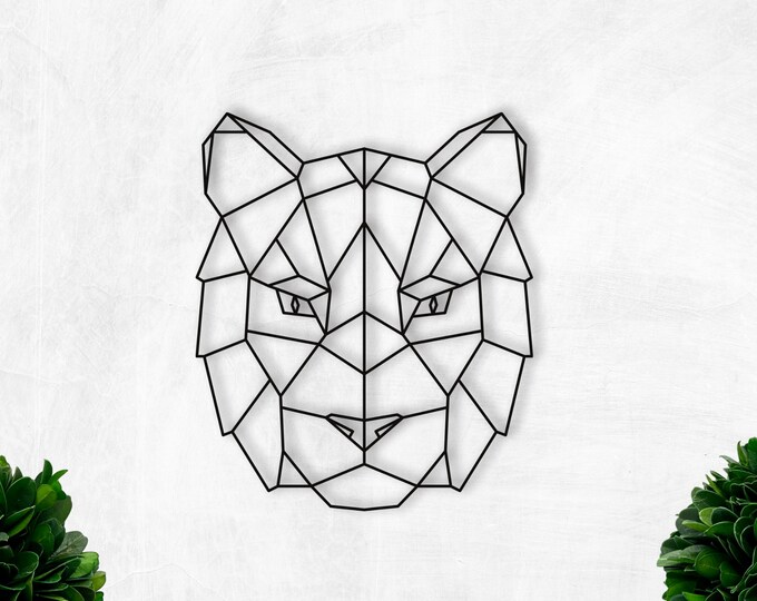 Metal Wall Art, Geometric Tiger Metal Decor, Kids Room Decor, Door Hanger, Tiger Fans, Kids room wall art, Geometric Animal Art