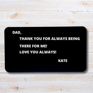 Personalized Metal Wallet Insert Card with any Text/Quote - Laser Engraved Metal Card - Personalized Message Card - Wallet Insert - Custom