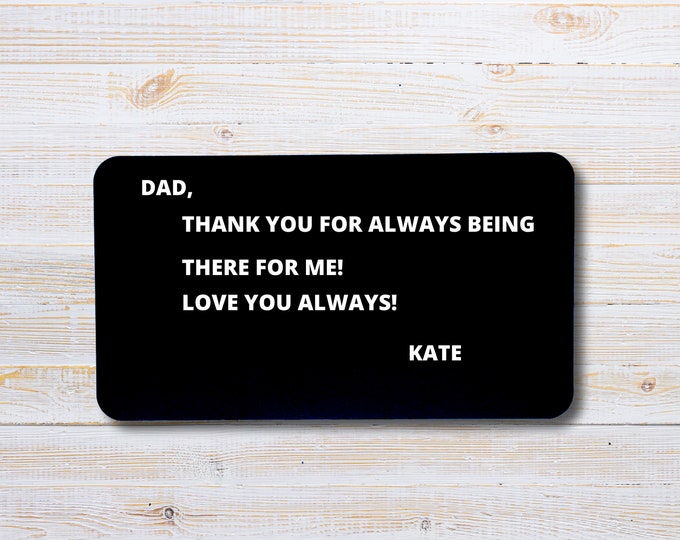 Personalized Metal Wallet Insert Card with any Text/Quote - Laser Engraved Metal Card - Personalized Message Card - Wallet Insert - Custom